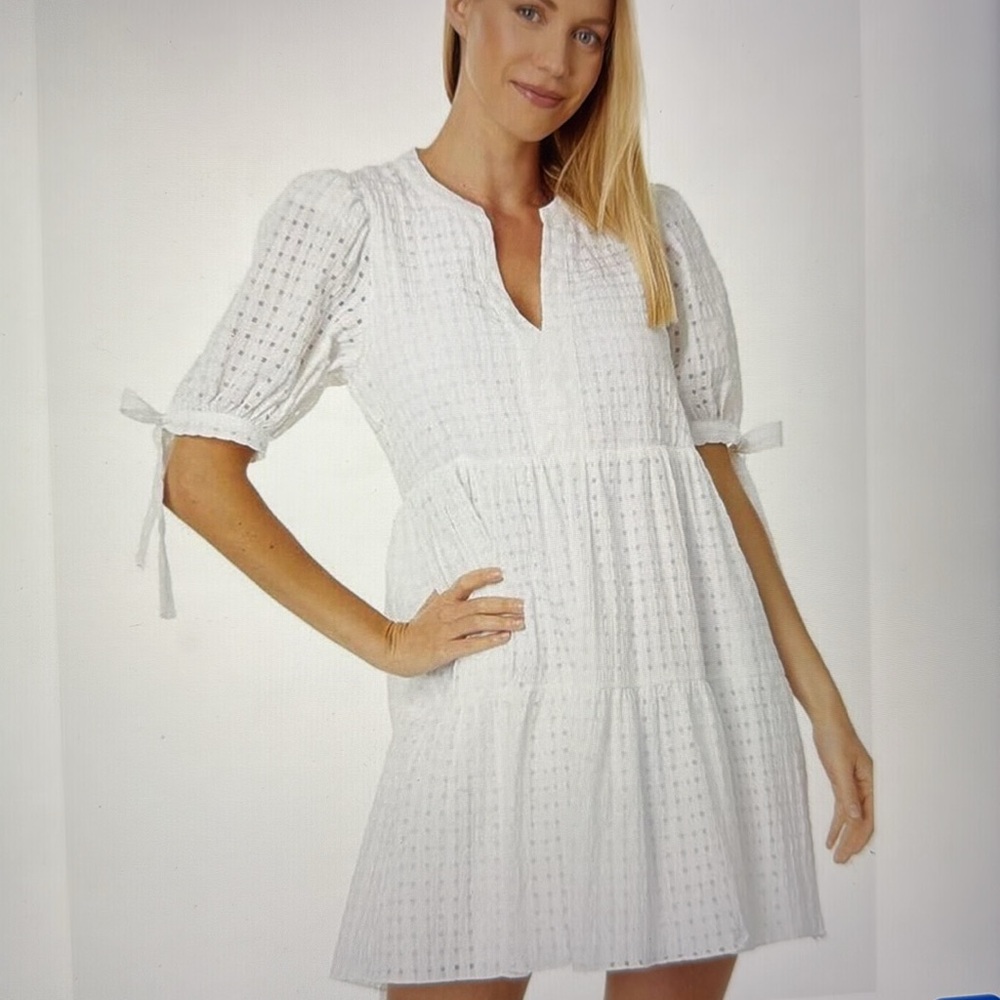 English Factory Woman’s Gingham Tiered Mini pullover Dress NWT size Medium